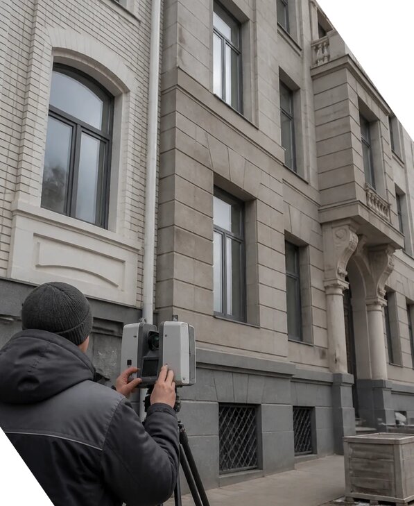 Лазерное сканирование фасадов зданий для обследования в Волжском